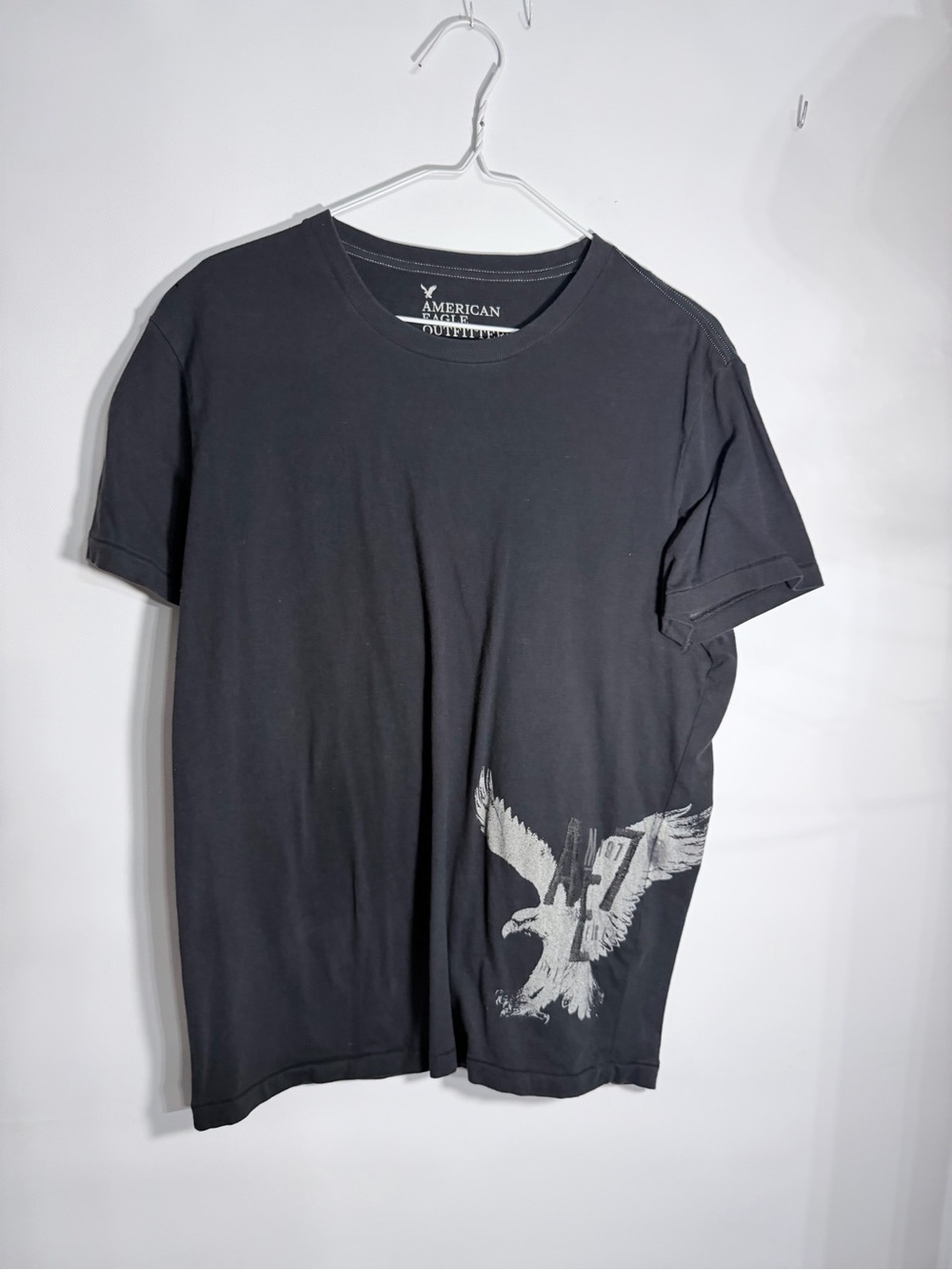American Eagle Outfitters Black Short-Sleeve Tee with Eagle Graphic